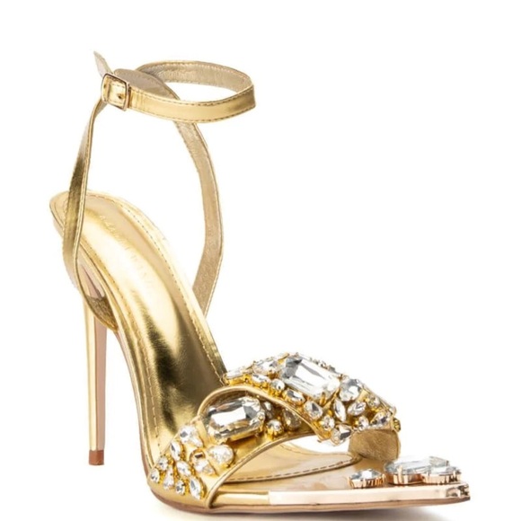 Azalea Wang Shoes - Azalea Wang TILLY GOLD POINTED TOE STILETTO SANDAL 10
